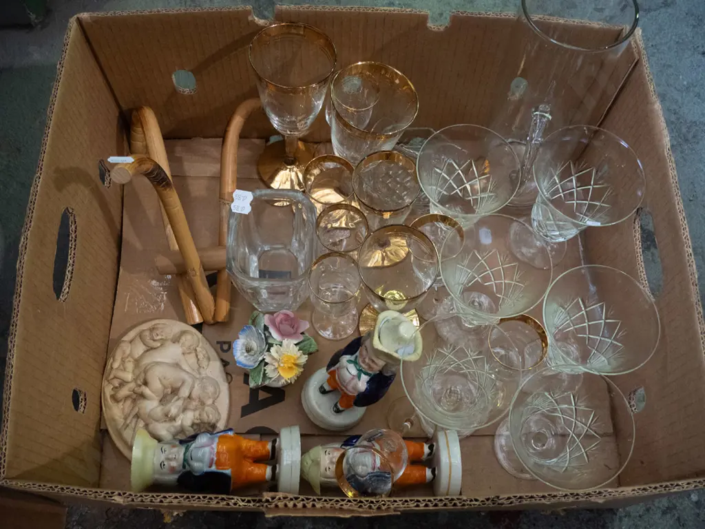 box; water jug, glasses, ornaments etc Image 1++