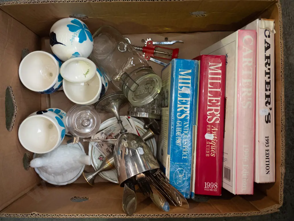 antique books, cereamic goblets, plated ware etc Image 1++