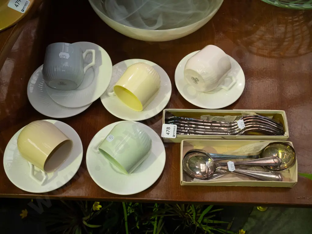 bone china cups and saucers, plated spoons, forks Image 1++