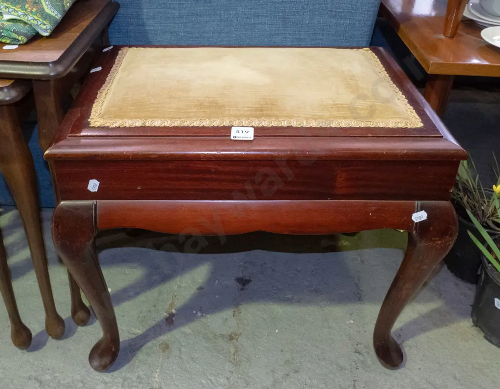 mahogany upholstered stool Image 1++