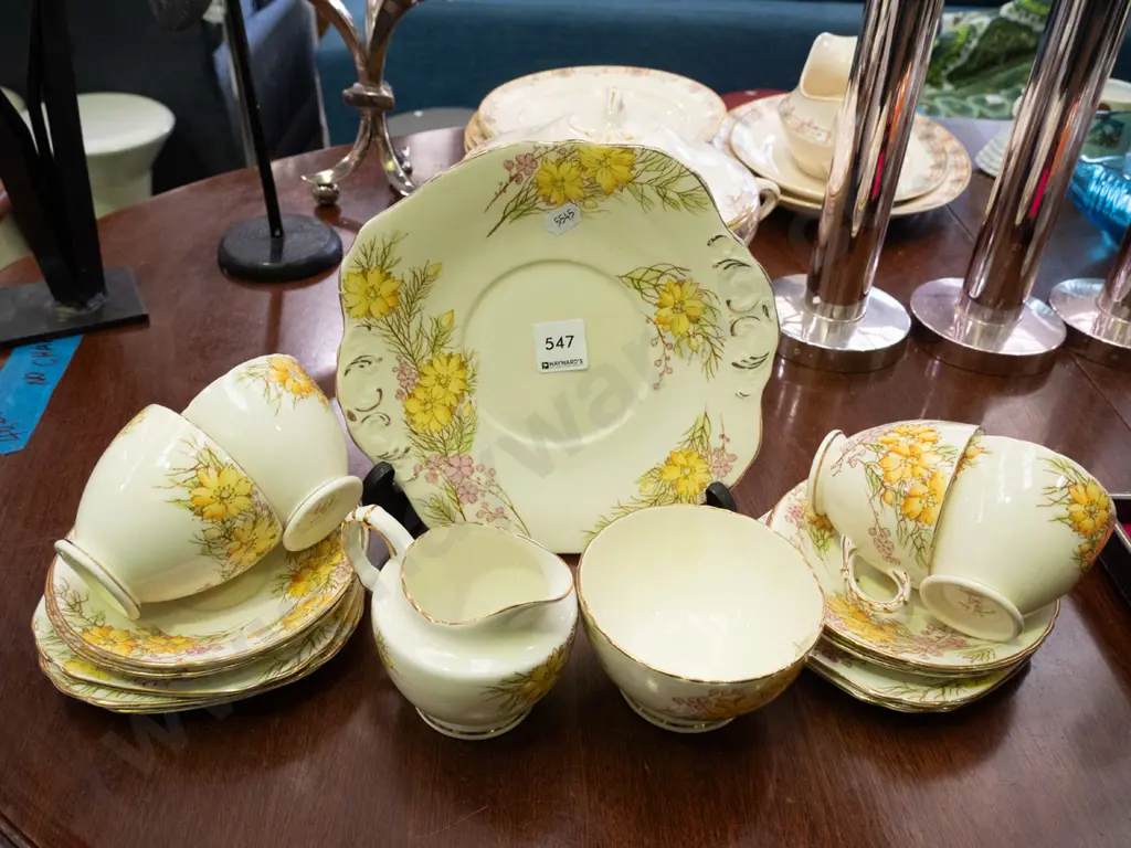 Sutherland yellow floral tea set Image 1++