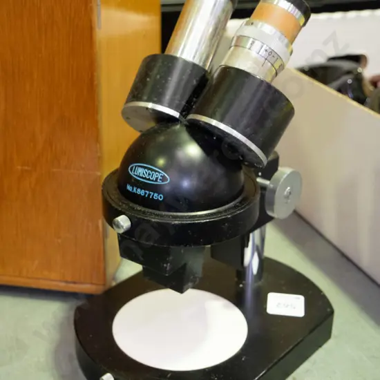 microscope and wooden case