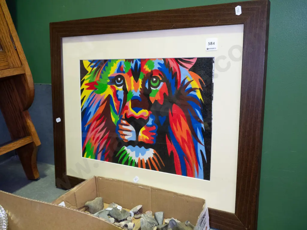 framed watercolour - lion Image 1++