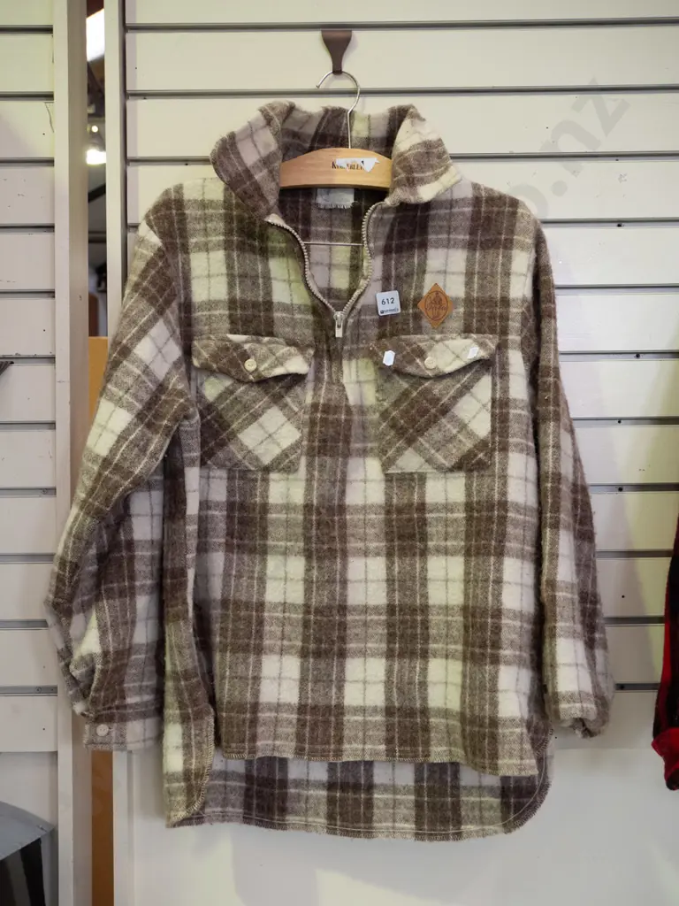 brown checked bush shirt - unknown size Image 1++