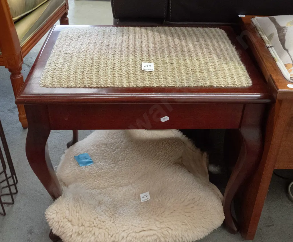 mahogany upholstered piano stool Image 1++