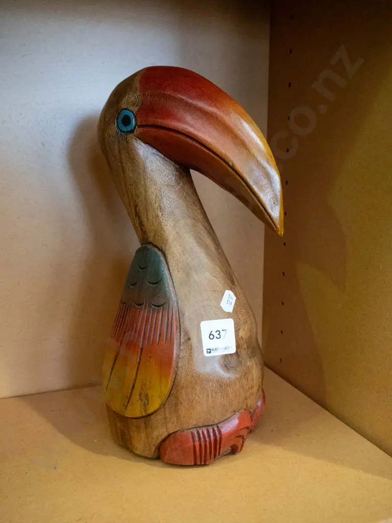 carved wooden bird figurine H-300 Image 1++