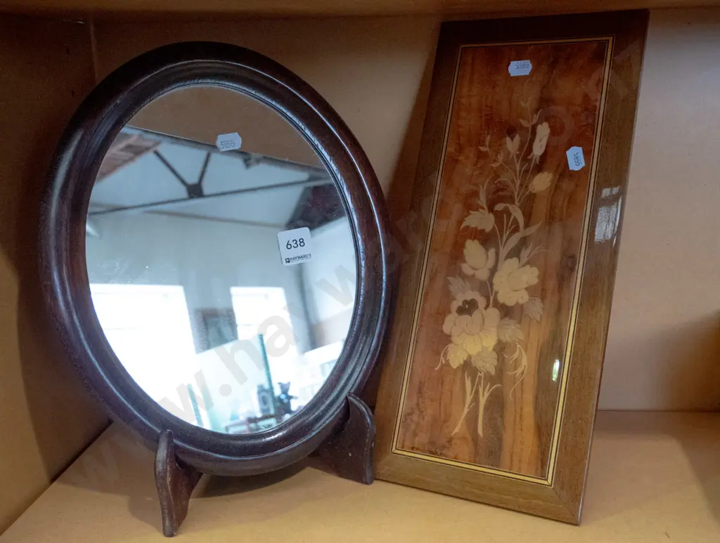 dressing table mirror, maquetry floral artwork Image 1++
