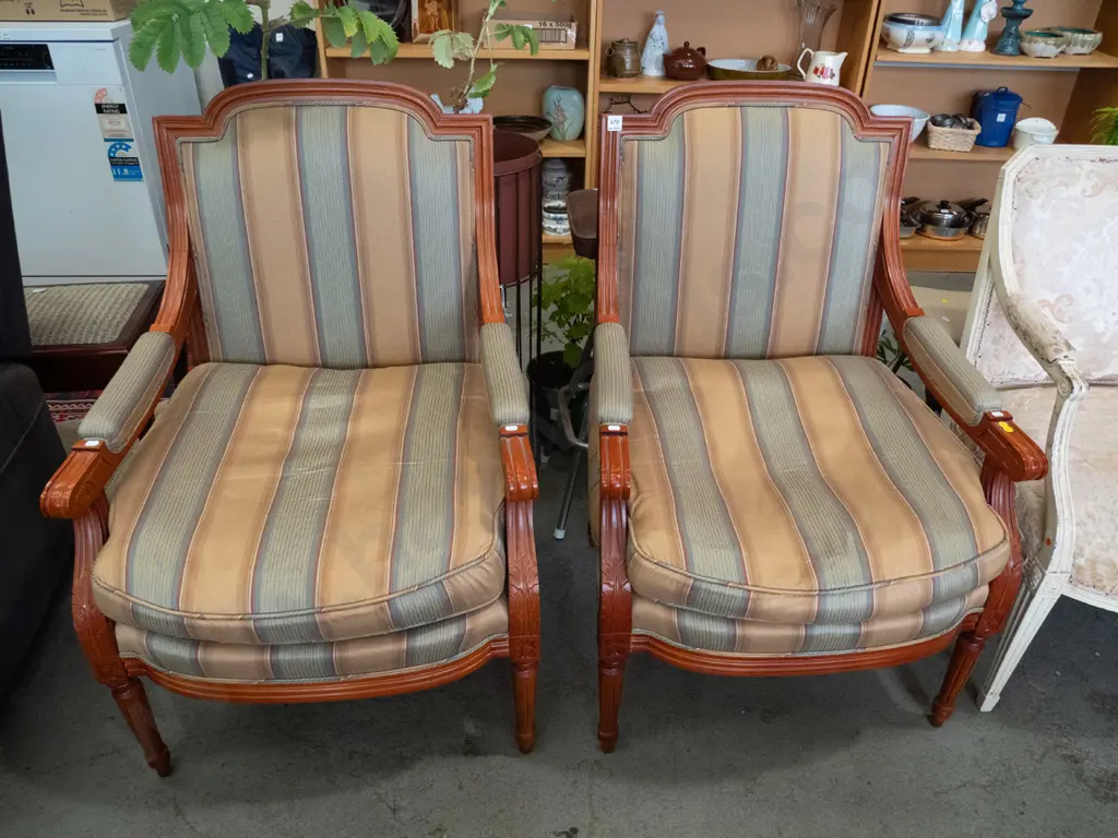 pair of striped armchairs Image 1++