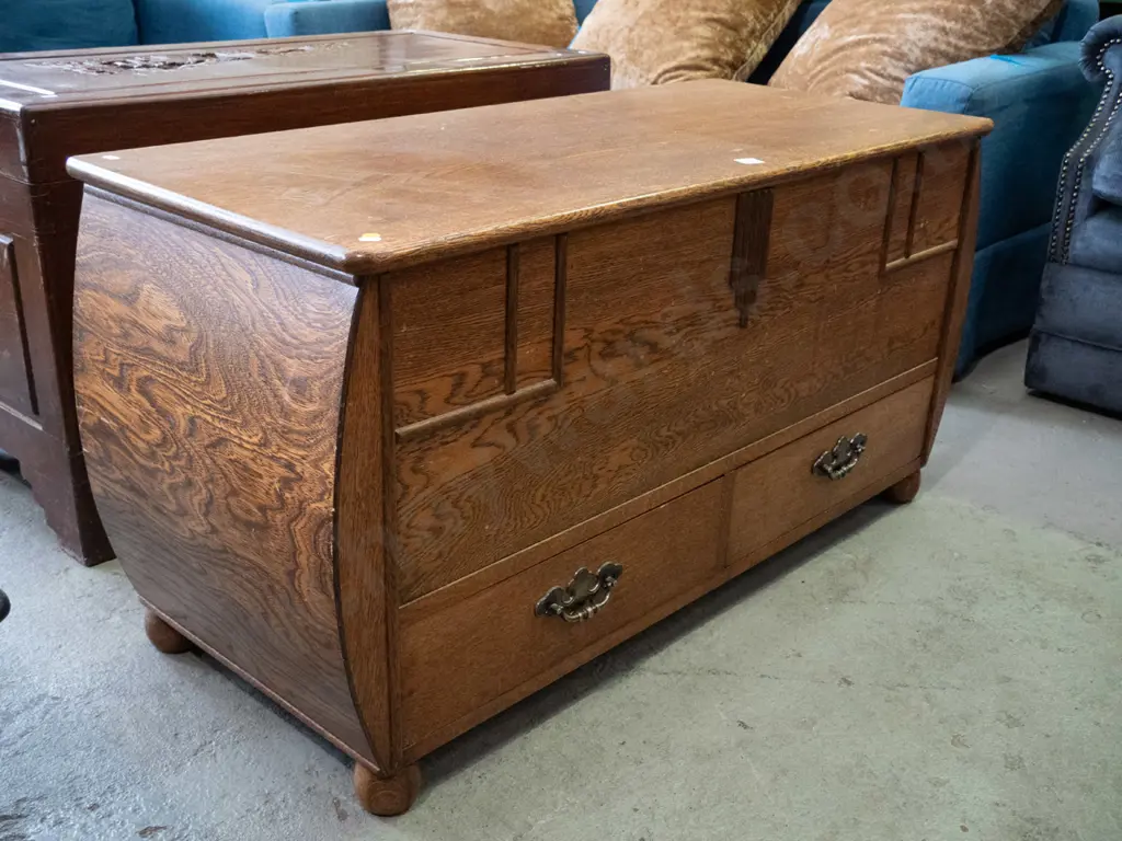 deco oak blanket box with 2 lower drawers Image 1++