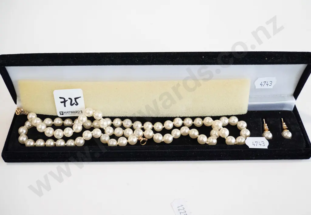 faux pearl neclace and earring set Image 1++