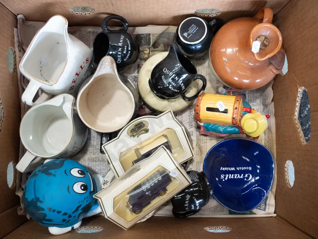 box; whisky jugs, model vehicles, ashtray etc Image 1++
