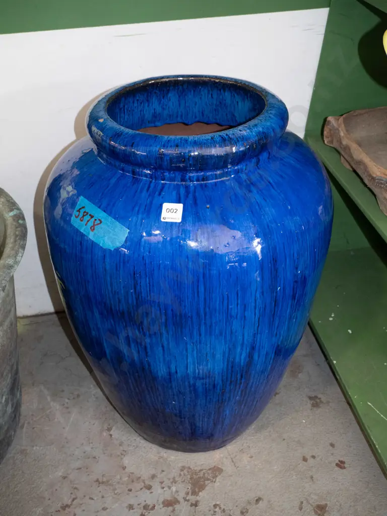 large blue glazed planter H-630 Image 1++