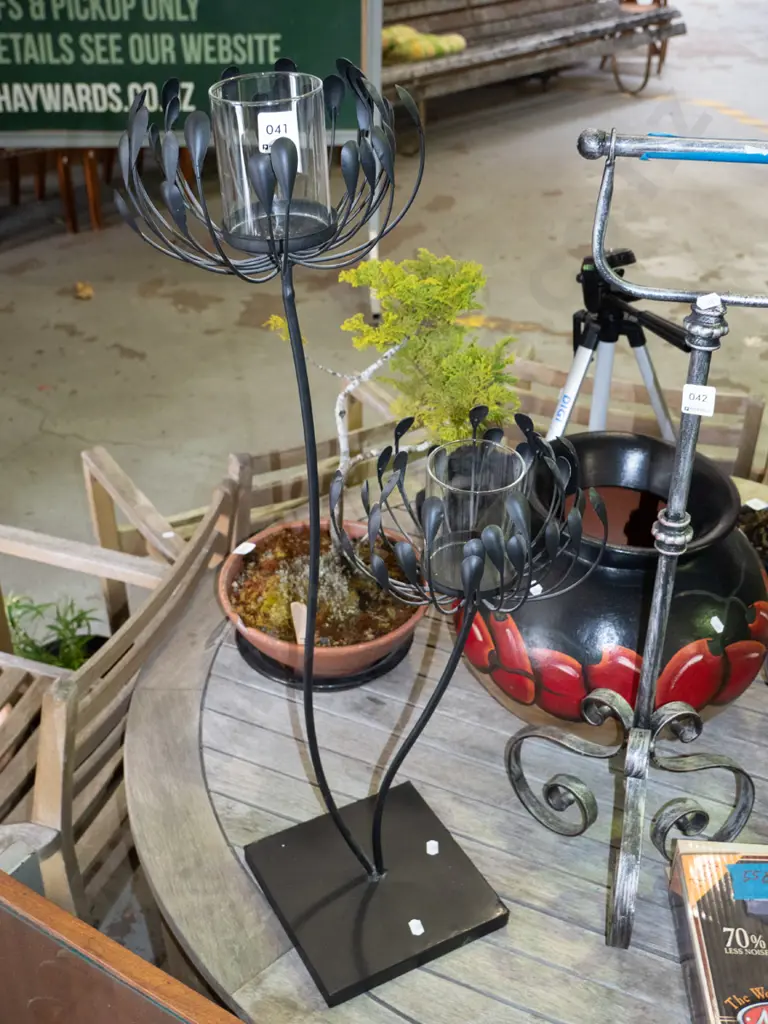wrought metal plant themed tea light candelabra H-800 Image 1++