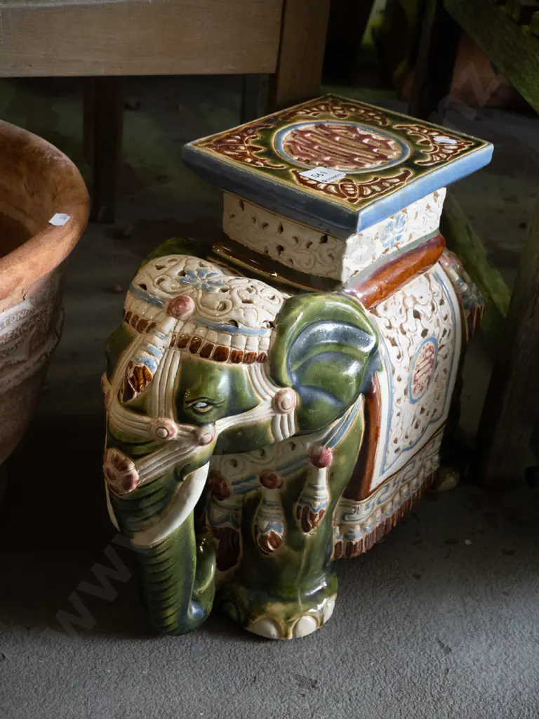 glazed elephant jardinere stand H-380 Image 1++