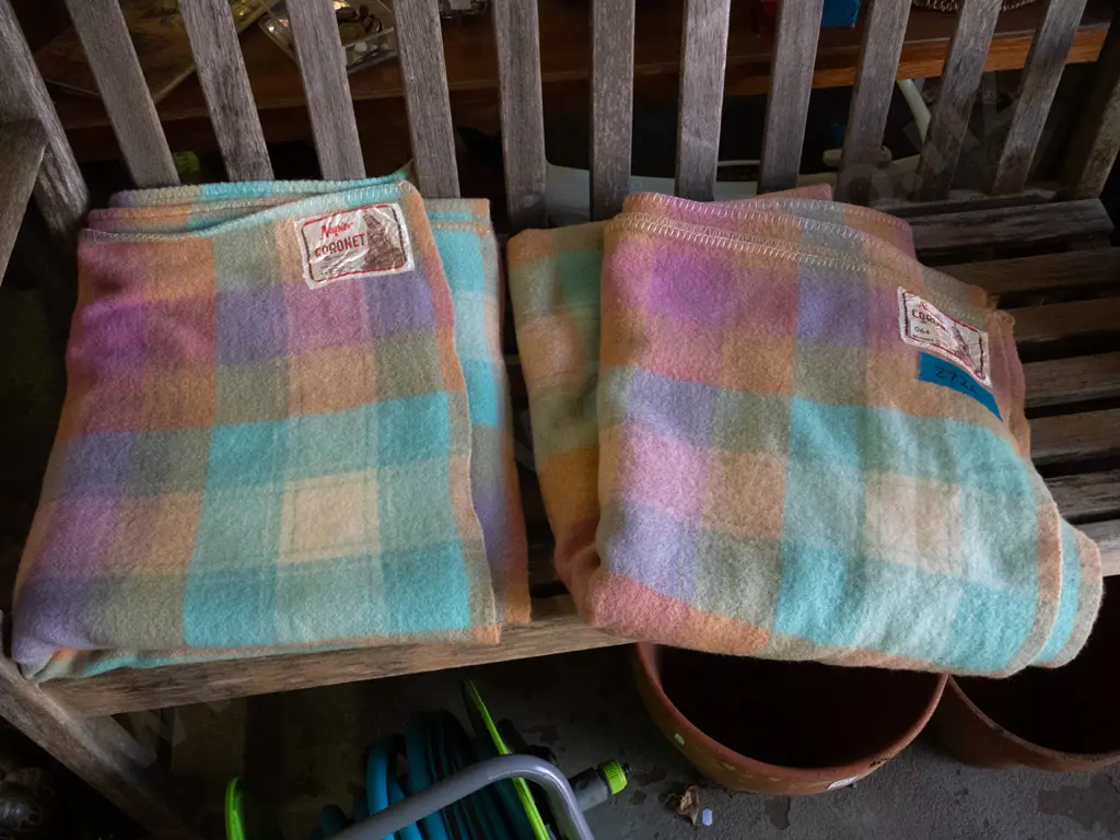 2x Napier Coronet checked woollen blankets Image 1++