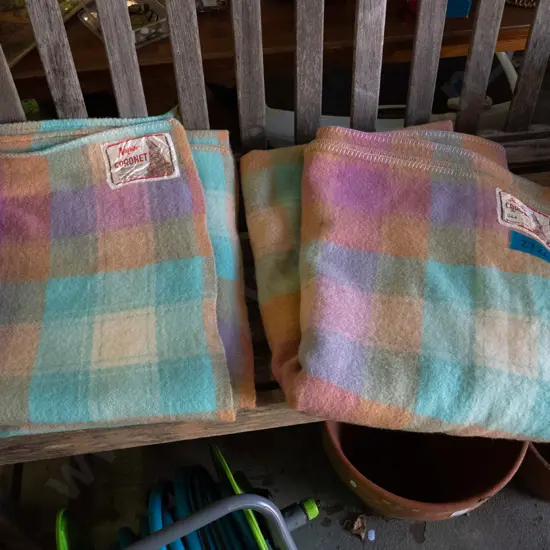 2x Napier Coronet checked woollen blankets