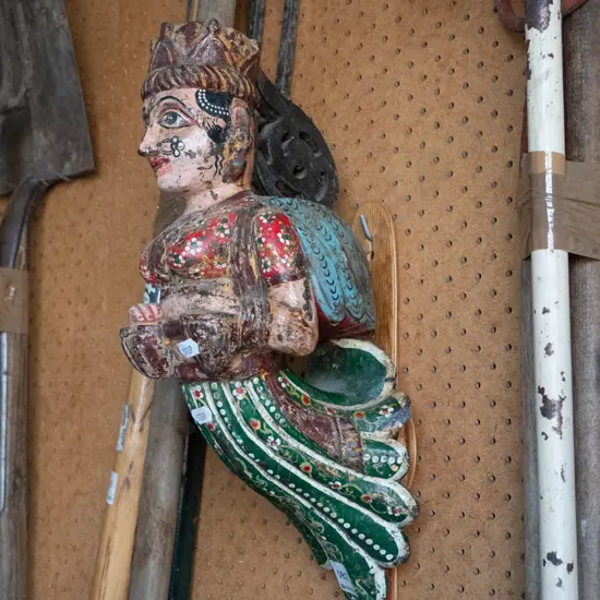 carved wooden Indian wall figurine H-450