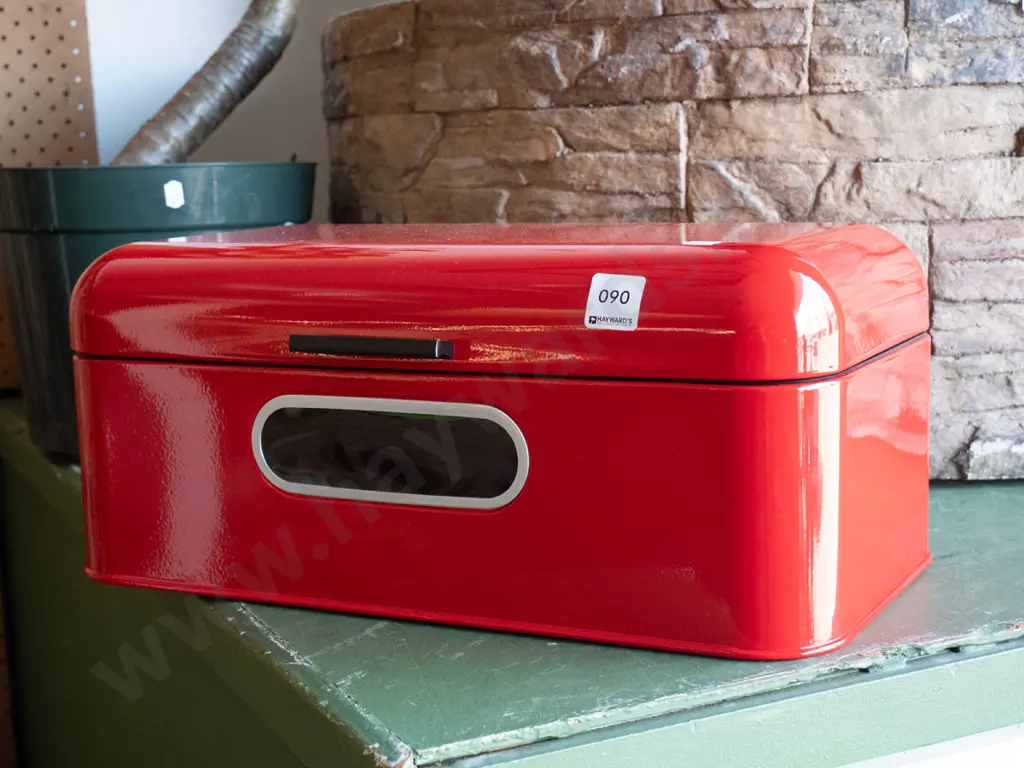 red metal bread bin Image 1++