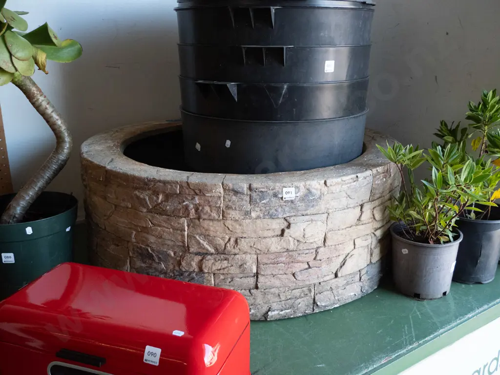 composite stone effect circular garden bed pond surround H-320 Diam-950 Image 1++