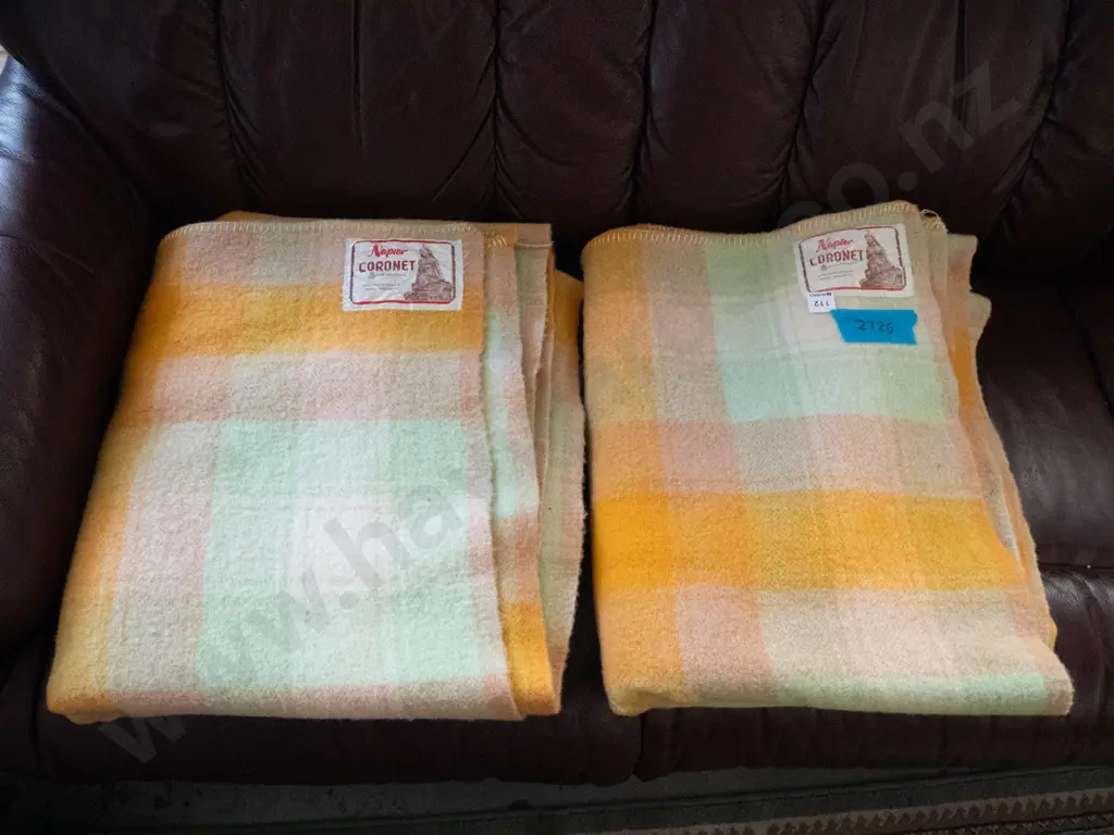 2x Napier Coronet checked woollen blankets Image 1++