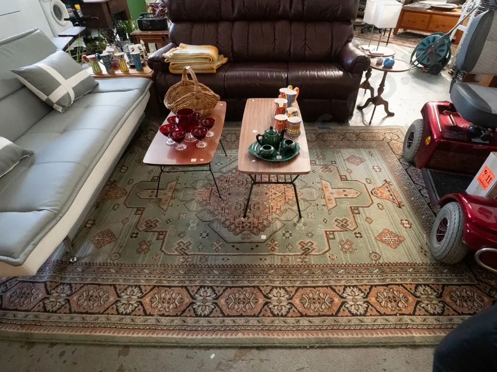 green and brown floor mat - some stains L-2800 W-1820 Image 1++