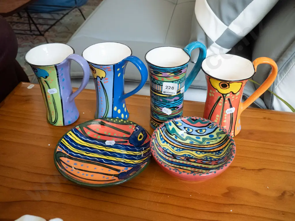 pottery coffee cups, plate and bowl Image 1++
