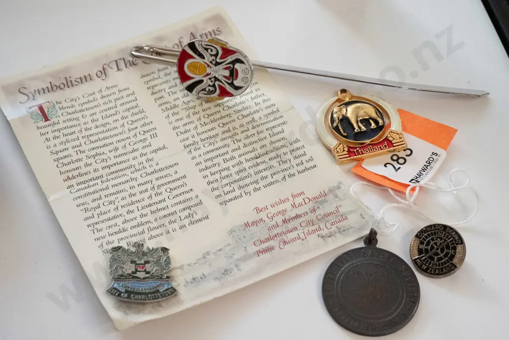 assorted badges, life saving medal Image 1++