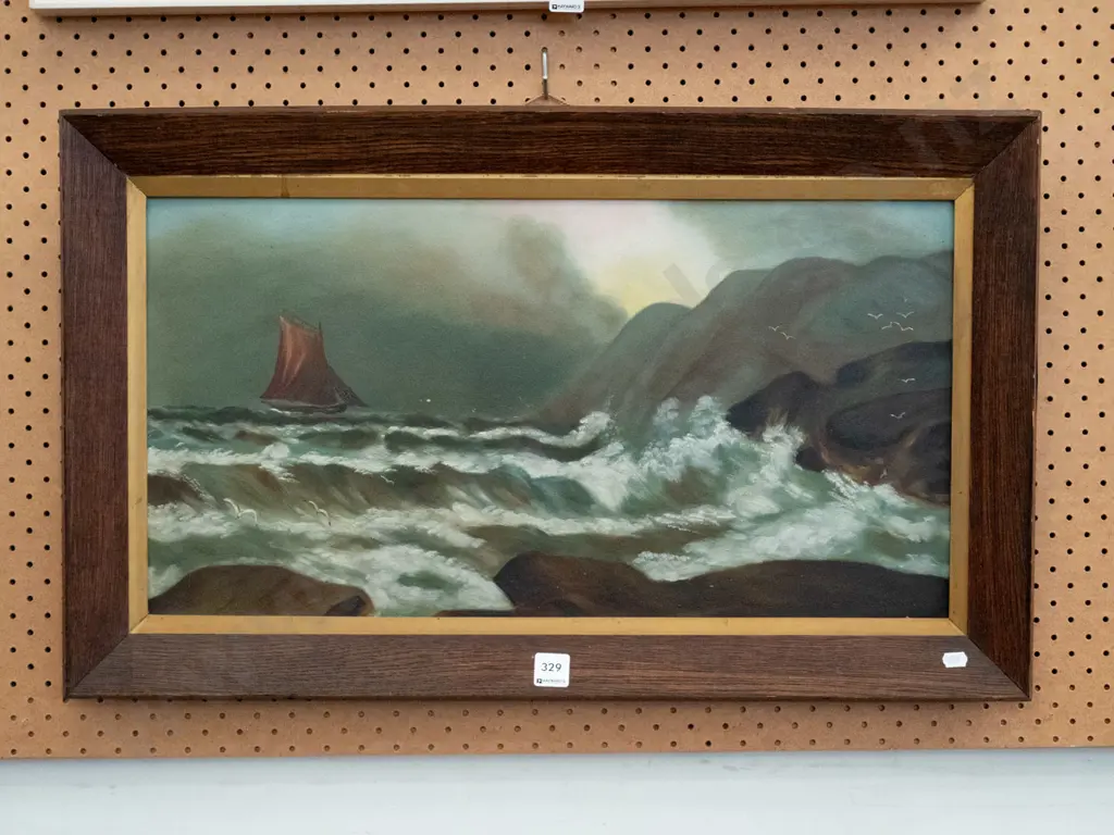 framed oil on board - sailing ship Image 1++