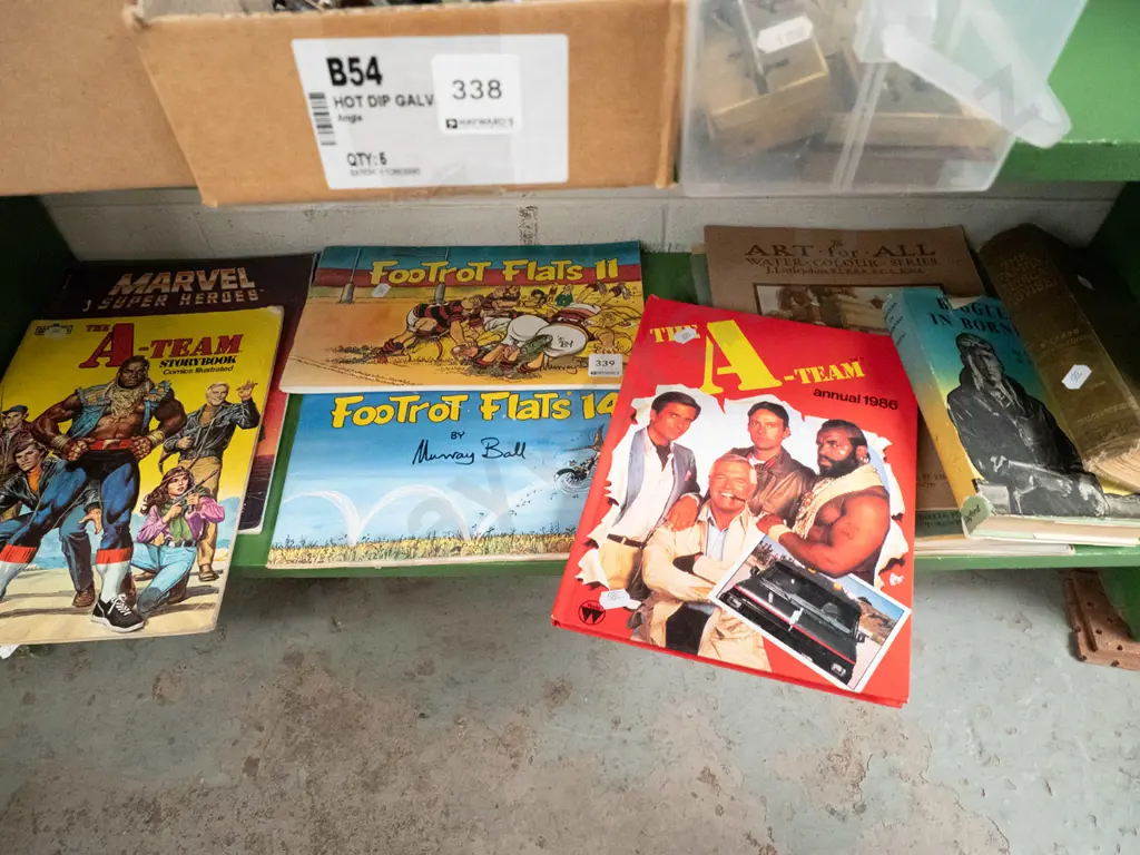 shelf of comic books, Footrot Flats and other books Image 1++