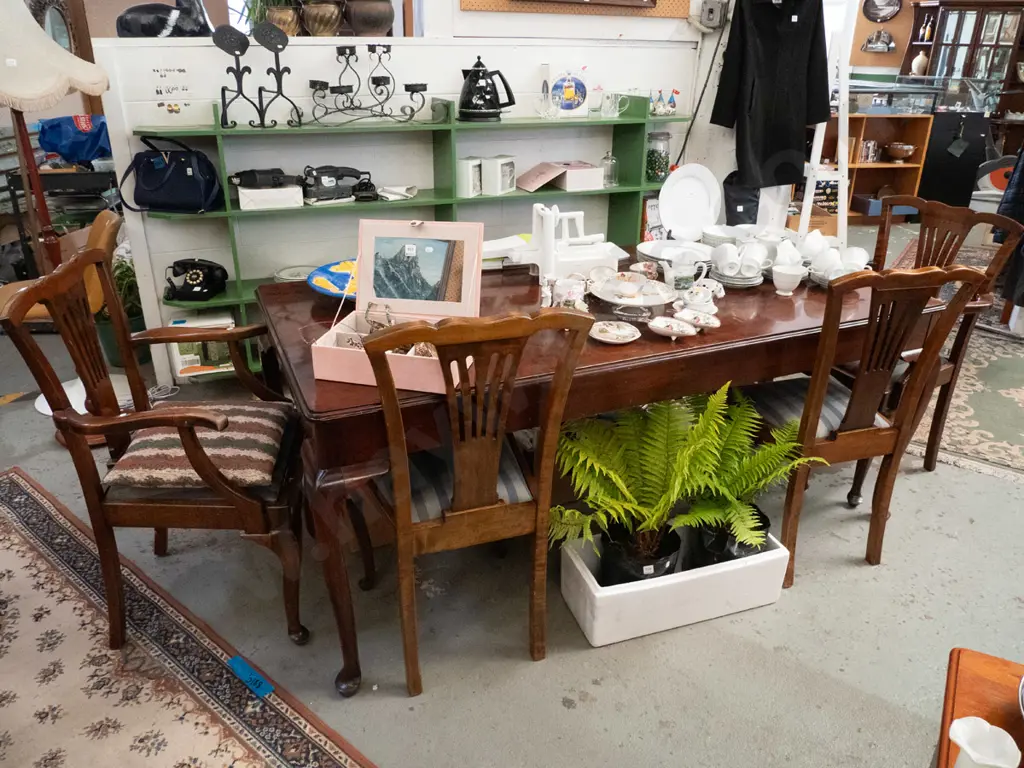 dark stained wooden table with 4 matching chairs H-760 W-1830 D-900 Image 1++