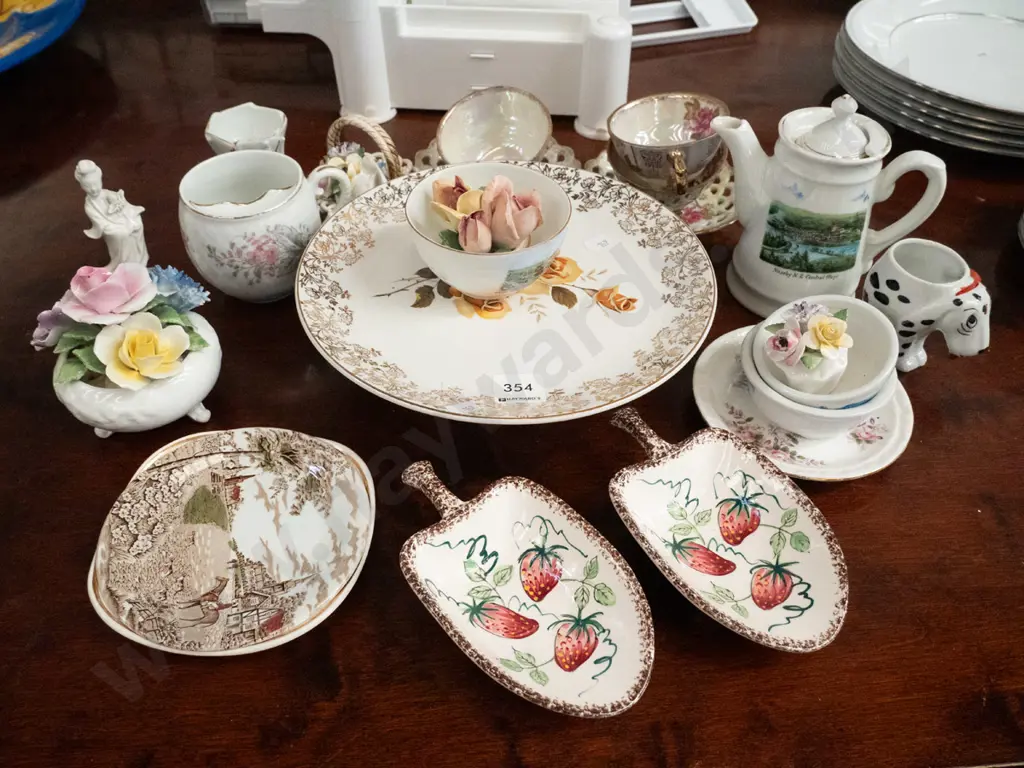ceramic floral spray, small Naseby teapot, plate stand etc Image 1++