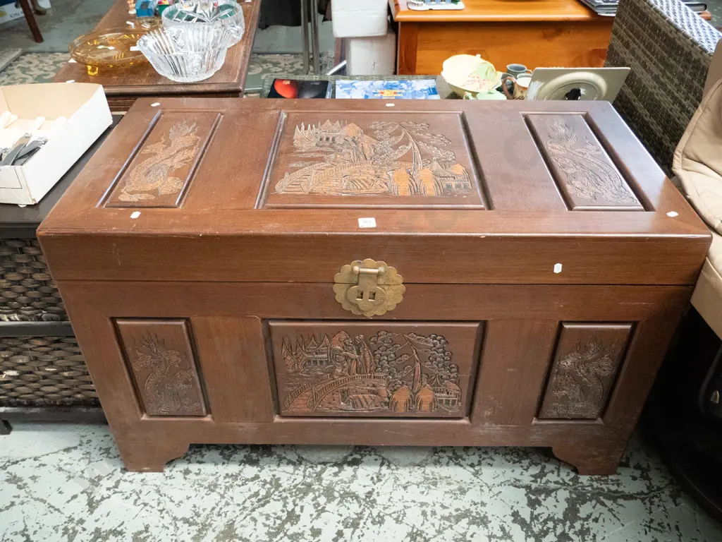 carved Asian camphorwood chest Image 1++