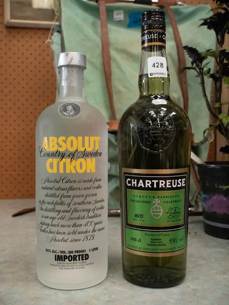 bottle of vodka, bottle of Chartreuse Image 1++