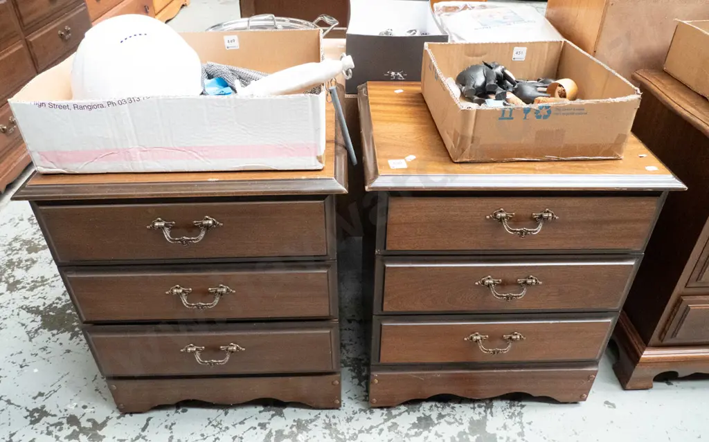 pair of mdf faux wood veneer bedside cabinets Image 1++