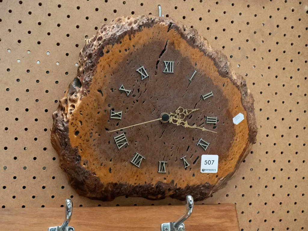 burr wood wall clock Image 1++