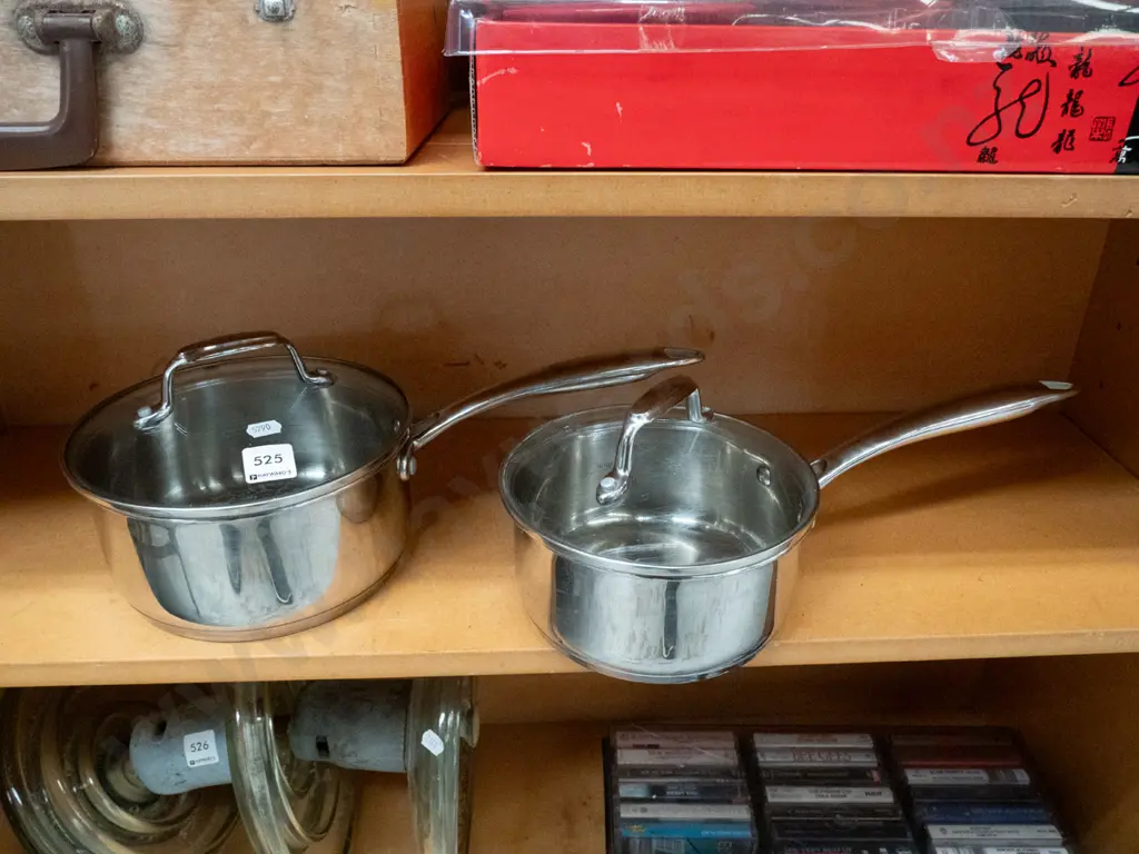 2x stainless glass lidded pots Image 1++