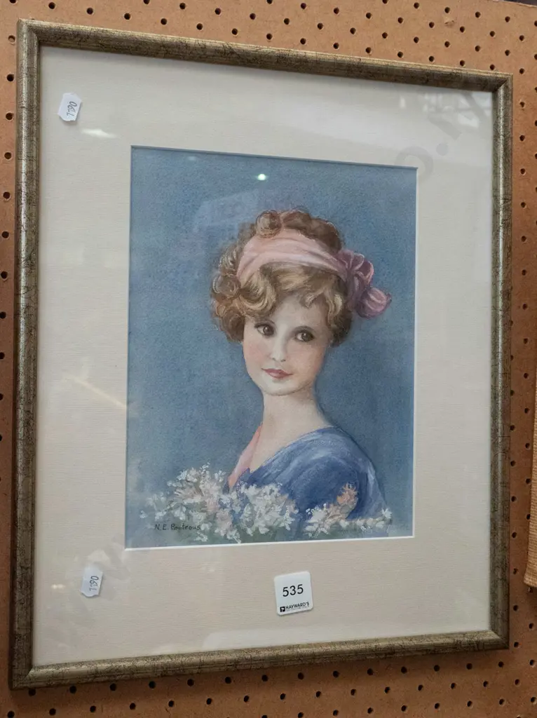 framed watercolour - girl with flowers Image 1++