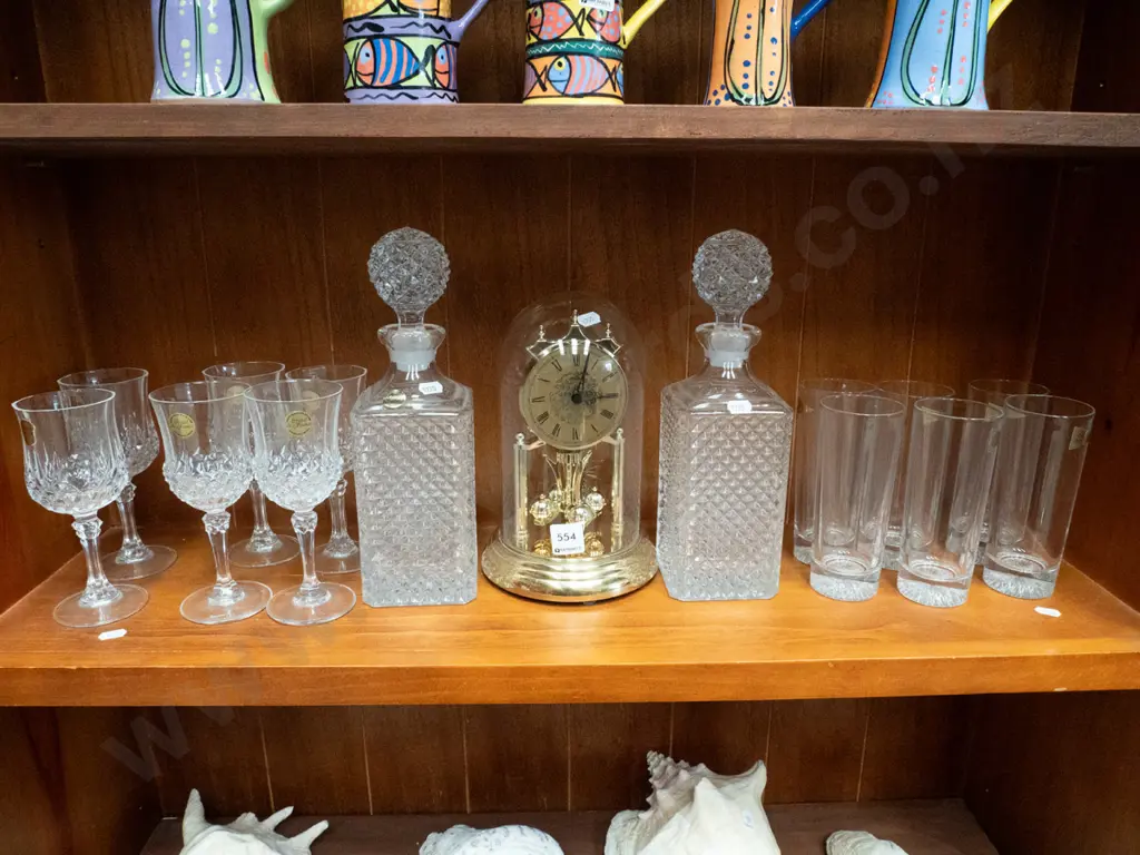 clock, 2x decanters, tumblers, etc Image 1++