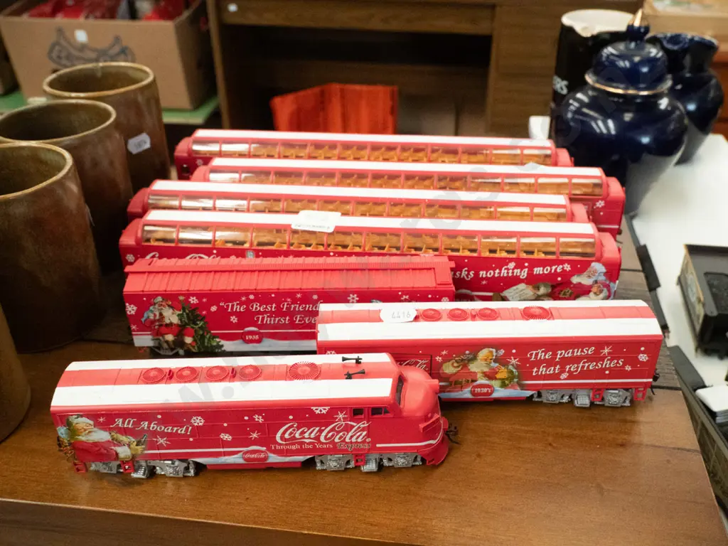 model railway items - Coca Cola Christmas themed locomotive and rolling stock Image 1++