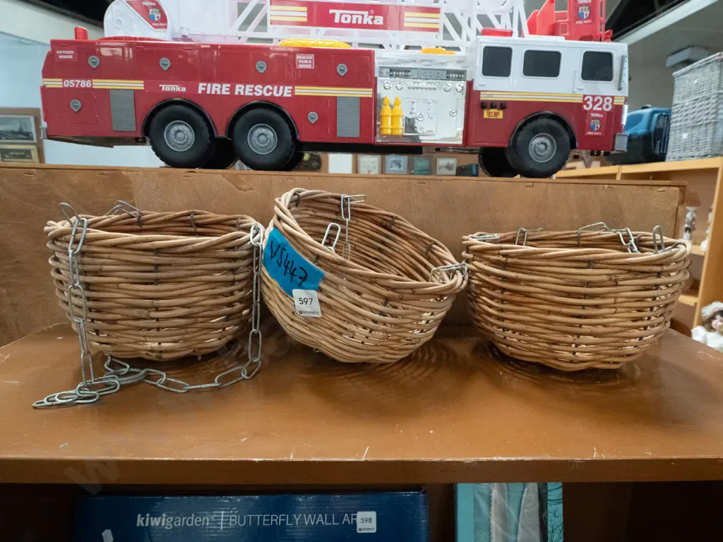 3x cane hanging planter baskets Image 1++