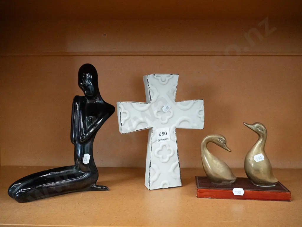 figurine, crucifix, brass duck Image 1++