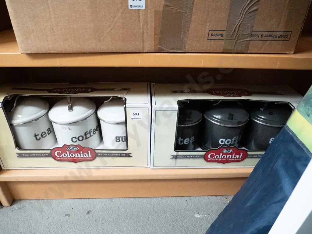 2x sets of colonial tea, coffee and sugar canisters Image 1++
