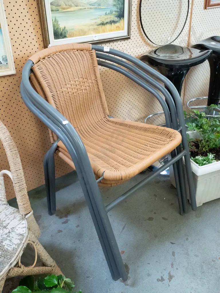 3x alloy and plastic stacker outdoor chairs Image 1++