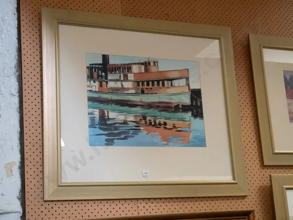framed WA MacCormick print - river boat Image 1++