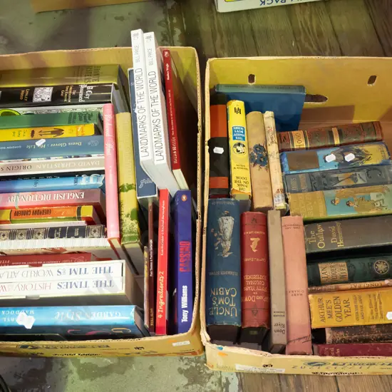 2x boxes of books - orange dots