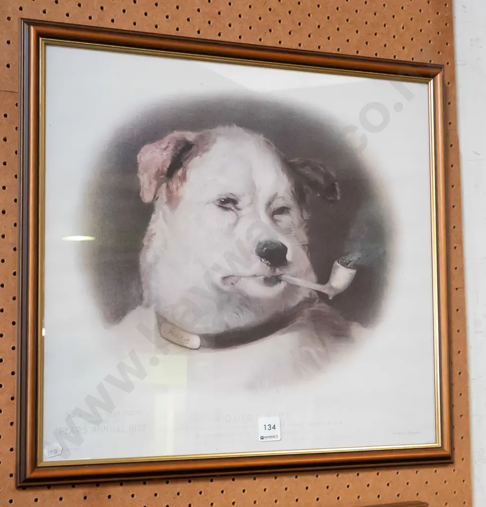  framed print - dog with pipe Image 1++