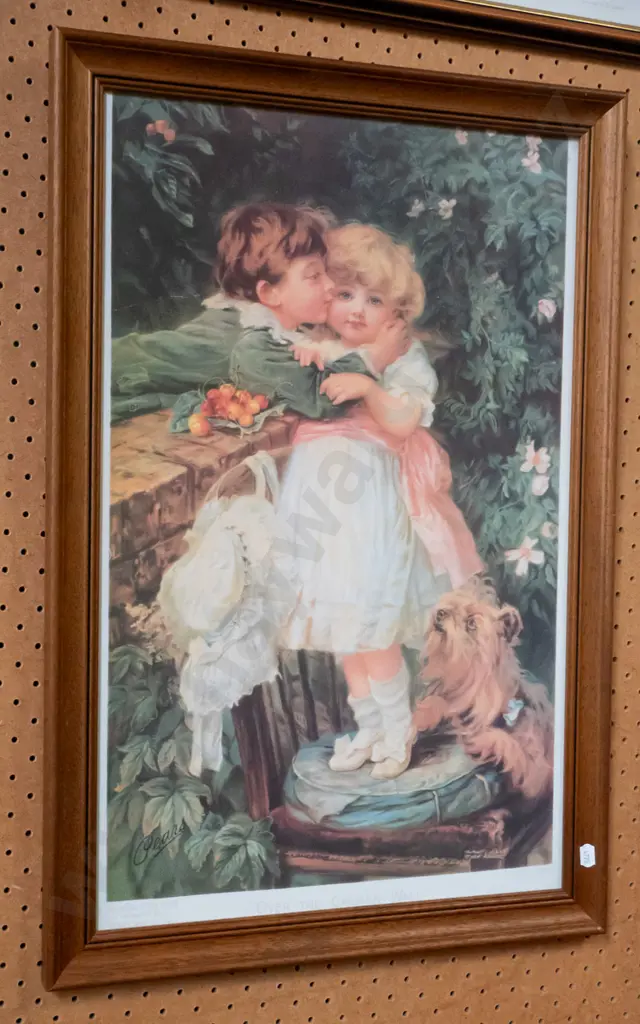framed print -  boy kisses girl Image 1++