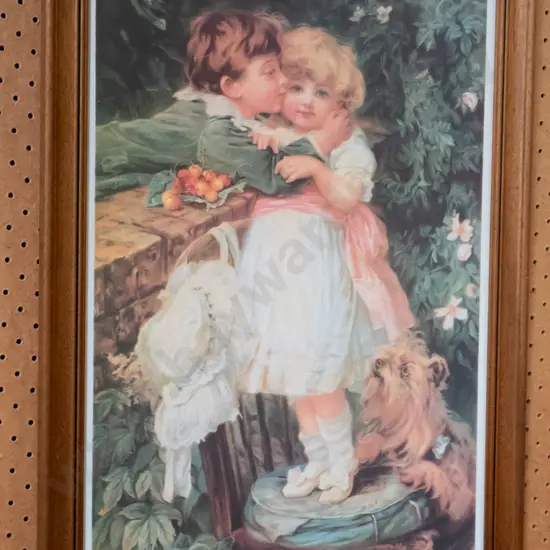 framed print -  boy kisses girl