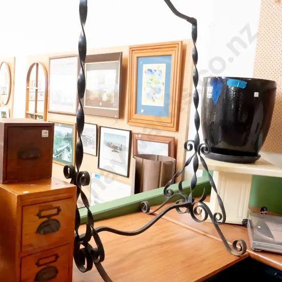 wrought metal shop sign stand