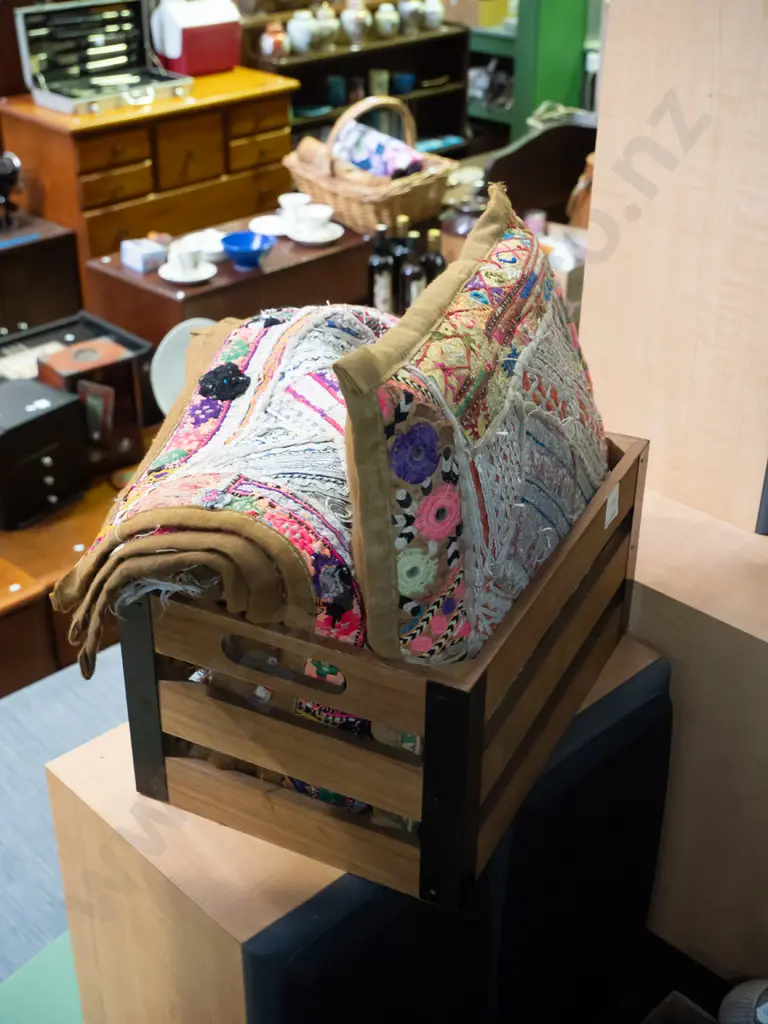 small wooden crate, ethnic cushions and covers Image 1++